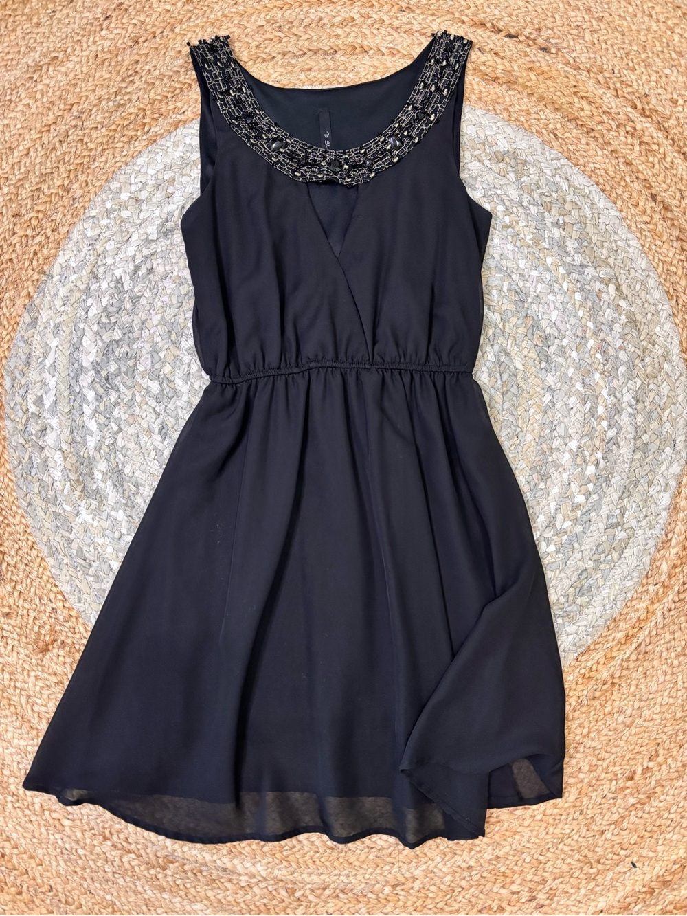 B Sharp Black Beaded Neckline Midi Dress - Picture 1 of 5
